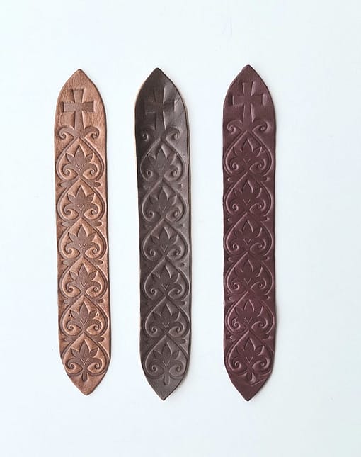 Semn carte piele, model brâncovenesc, dimensiune mica ( min 10 buc.)