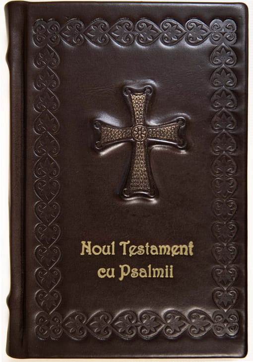 Noul Testament cu Psalmii chenar brâncovenesc, mărime medie, scris mare, husă nețesut