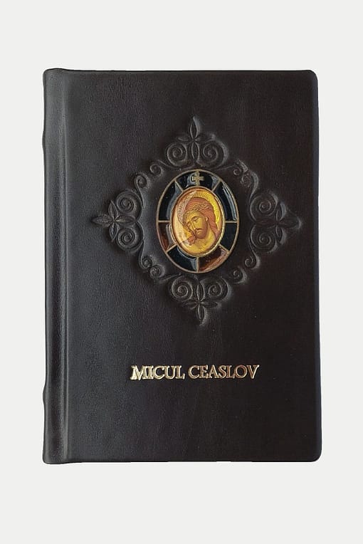 Ceaslov mic cu vitraliu oval și ornament 2